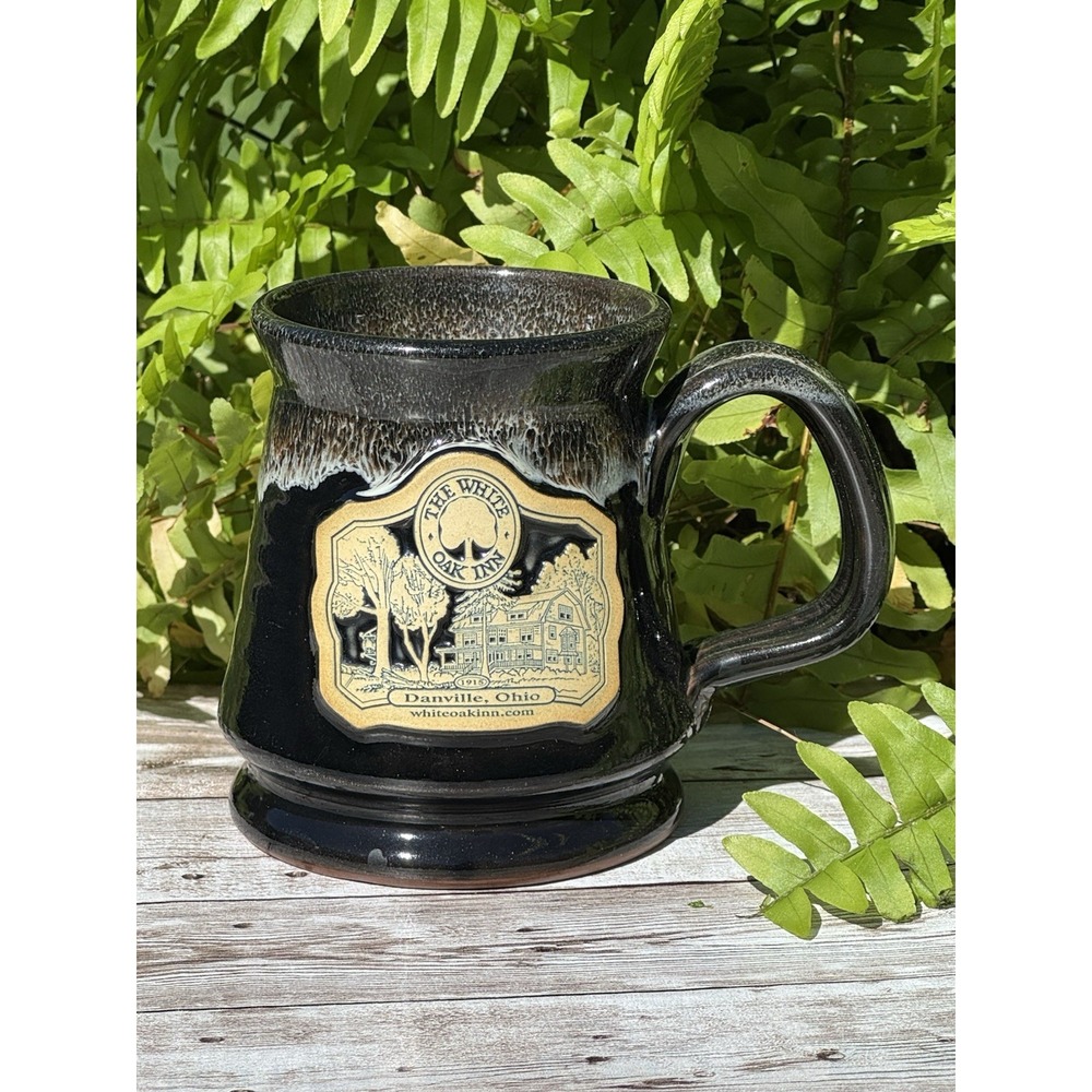 Deneen Pottery The White Oak Inn Hand Thrown Drip Glaze Coffee Mug 2010 Danville